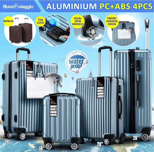 4 Piece Suitcase Set Carry On Luggage Traveller Bag Hard Shell TSA Lock