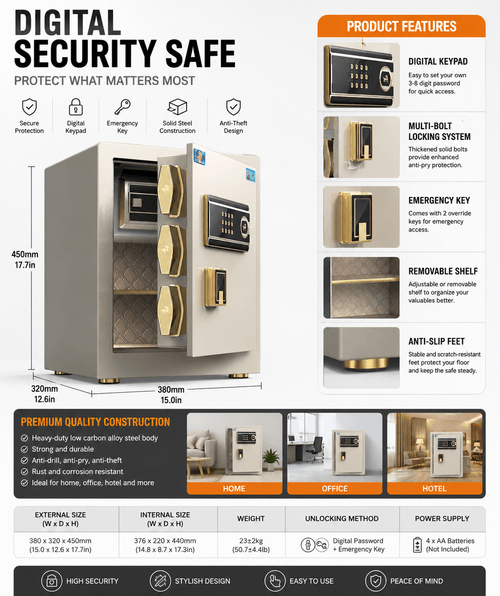 Digital Safe Box with Keypad Lock – Compact & Secure Storage