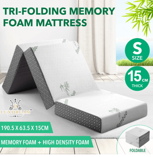 Folding Mattress Single Trifold Memory Foam Sofa Bed Portable Sleeping Floor Mat Camping Travel Cush