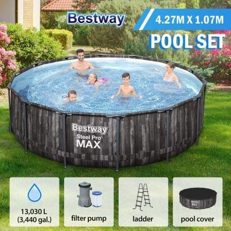 Bestway 4.27mx1.07m Steel Pro Max Above Ground Pool Kit with Filter Pump & Cover