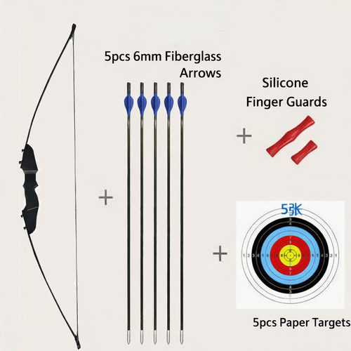 30lbs Recurve Bow Arrow Set Sports Archery Outdoor Hunting Equipment Target Shooting Black