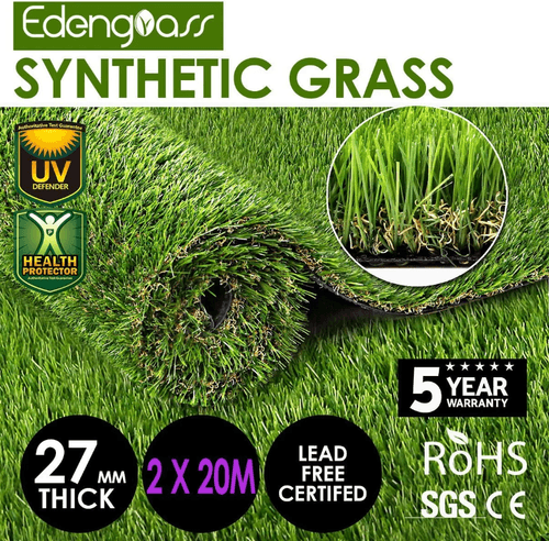 Edengrass 2Mx20M 27mm Artificial Grass Synthetic Turf Fake Lawn