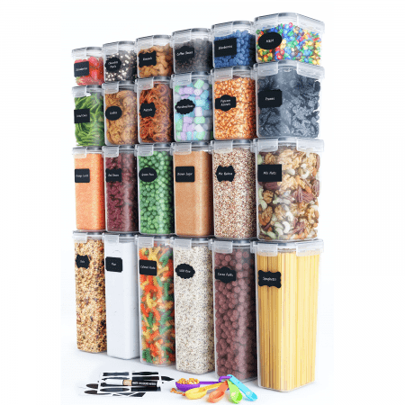 24 Pack BPA Free Airtight Kitchen Organization Set Pantry Organization Storage Plastic Canisters