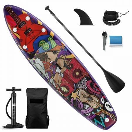 Stand Up Surfing SUP Paddle Board Foam Blow Inflatable Kayak Surfboard GENKI Purple