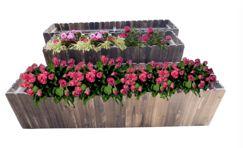 Bohemian Style Carbonized Wood Flower Box Anti-Corrosion Rectangular Planter Plant Bed Gardening