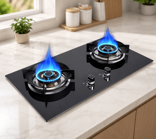 Glass Top 2 Burner Gas Stove Built-in Gas Hob Bench Top