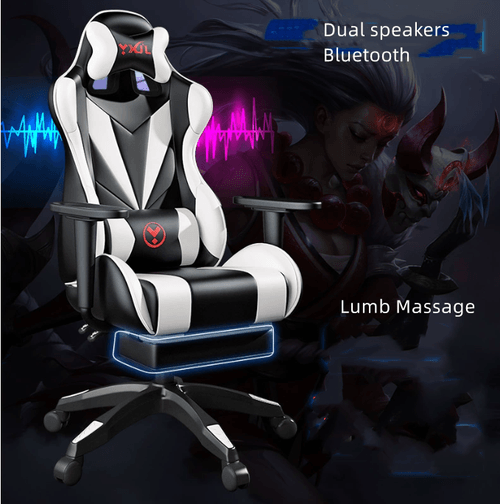 Gaming Chair Office Executive Armchair High Back Headrest Footrest Massage Lumbar Speaker