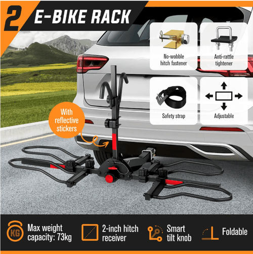 2 Ebike Rack Electric Bicycle Carrier Vehicle Car SUV Foldable 73KG