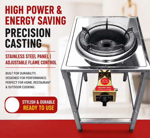Auto Ignition Large Gas Burner with Steel Stand hose regulator included
