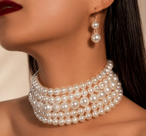 3pcs Faux Pearl Earrings And Necklace Set / pearl bracelet set