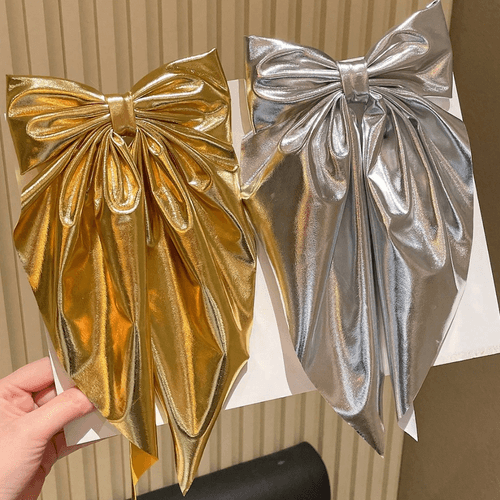 ALL HAIR BOWS Ribbon Clips (gold, silver, glitter red)
