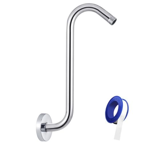 12" Shower Head Extension Arm with 2.5" Flange, S Shaped Showerhead Riser Pipe