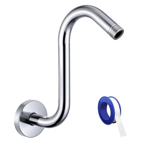 10" Shower Head Extension Arm with 2.5" Flange, S Shaped Showerhead Riser Pipe