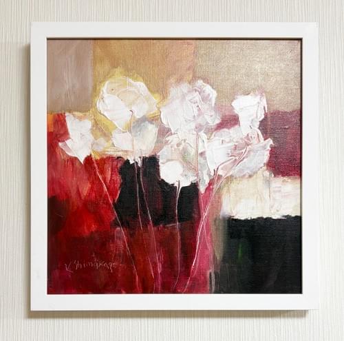 多次元の白い花 Multidimensional white flower (33.3×33.3cm)
