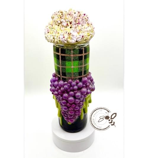 Witchy Bubbling Conjure With Ooze Plaid Handmade Halloween 20oz Tumbler with Faux Whit Cream Lid