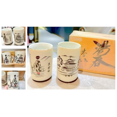 美濃燒 手繪茶杯兩件套