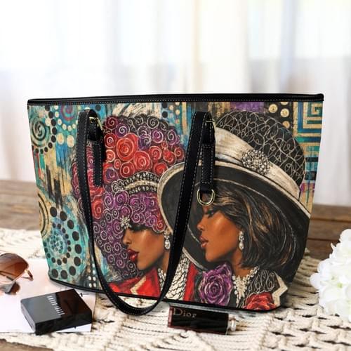 CROWNED TOGETHER LARGE LEATHER TOTEBAG