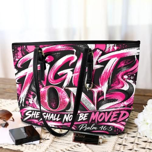FIGHT ON LARGE LEATHER TOTEBAG