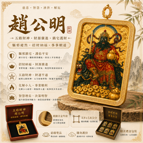 【玄壇真君 武財神趙公明】隨身護身符吊墜|五路招財・鎮宅避邪・財源廣進