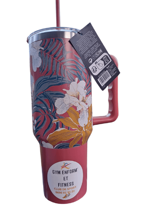 Mug rouge avec motif en fleur