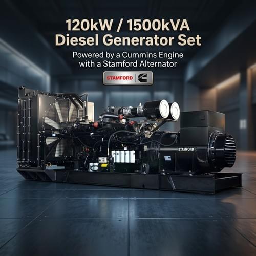 120kW/1500kVA Diesel Generator Set Powered by a Cummins Engine with a Stamford Alternator