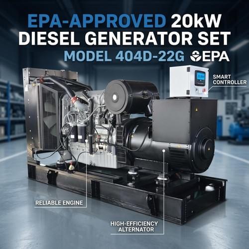 EPA-Approved 20kW Diesel Generator Set, Model 404D-22G