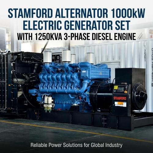 Stamford Alternator 1000kW Electric Generator Set with 1250KVA 3-Phase Diesel Engine