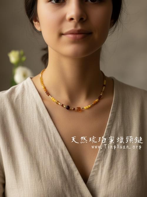 《向日葵》天然琥珀蜜蠟項鍊