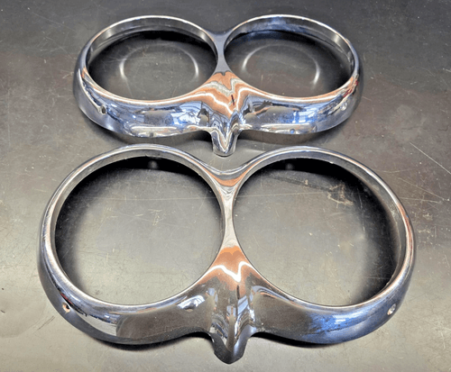 Item #70 58-60 C1 Corvette LH/RH Chrome Headlight Bezels GM #3742509