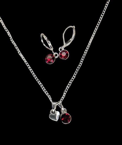 Sterling silver 925 Birth stone color crystal earrings and necklace