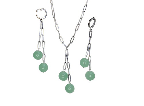 Paper clip stainless steel chain earrings and necklace set. #233C & #234C