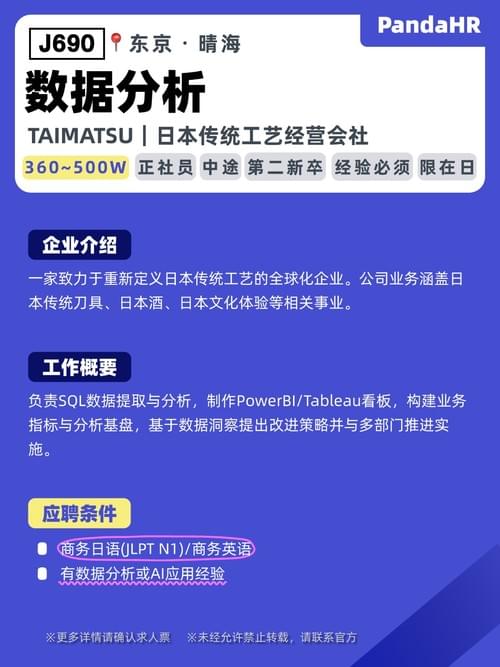 【J690】数据分析|360~500W|东京・晴海