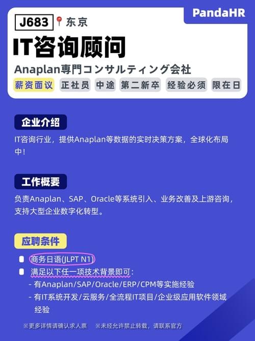 【J683】IT咨询顾问|薪资面议|东京