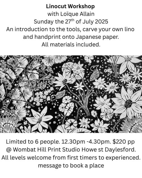 Linocut workshop with Loïque Allain Sunday 27th of July