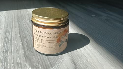 Handmade Thai Candle - Goji & Tarocco Orange, in vintage class jar with hand-pressed top