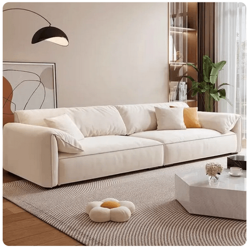 LOOM - 220 cm four-seater sofa in white jacquard Frosyt Rumple Fabric
