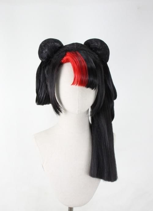 Pre-style League of Legends LOL Paper Cut Mythmaker Gwen Black Red Cosplay Wig
