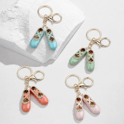 Crystal Ballet Shoes Charm Keychain