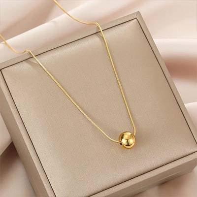 Minimalist Round Bead Pendant Necklace.