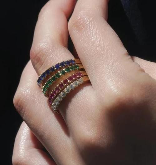 Birthstone Ring 12 Zodiac Fashion Colored