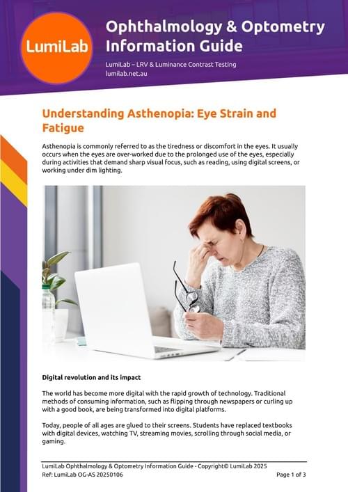 Understanding Asthenopia Eye Strain and Fatigue: Ophthalmology & Optometry Information Guide