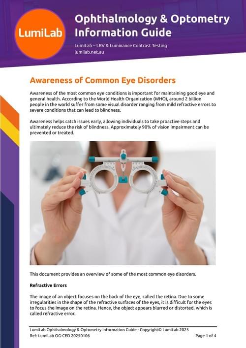 Awareness of Common Eye Disorders: Ophthalmology & Optometry Information Guide Digitial Download