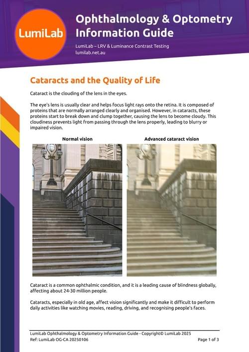 Cataracts and the Quality of Life: Ophthalmology & Optometry Information Guide (Digital Download)