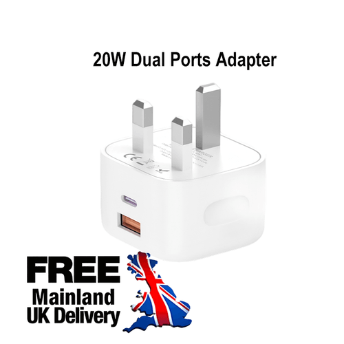 Apple Charger 20W Dual USB Ports USB-A+USB-C Adapter