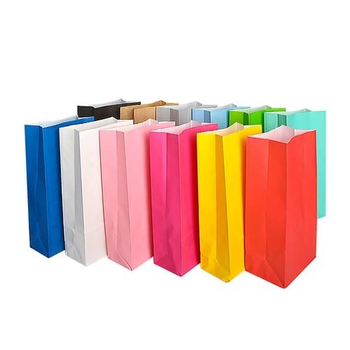 60pcs Solid-color Goodie Bags Small Gift Packing Bags Wear-resistant Kraft Paper Candy Bags