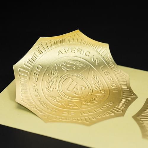 Custom Embossed Metal Foil Stickers with Debossed Stamp Effect