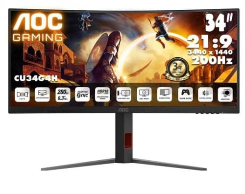 AOC 34吋 WQHD Fast VA 200Hz 1500R 曲面電競顯示器 CU34G4H/69
