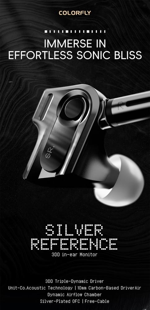 COLORFLY SR ”Silver Reference“ in-ear Earphones HIFI Wired Earphones with Earplugs Customize 4.4mm
