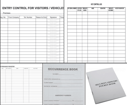 Security pocket books,Occurrence Books,Occurrence Book,Access/Entry Control Book