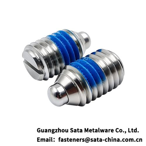 Thread Nylon Patch Locking Slotted Spring Plunger with Round-Ended Pins